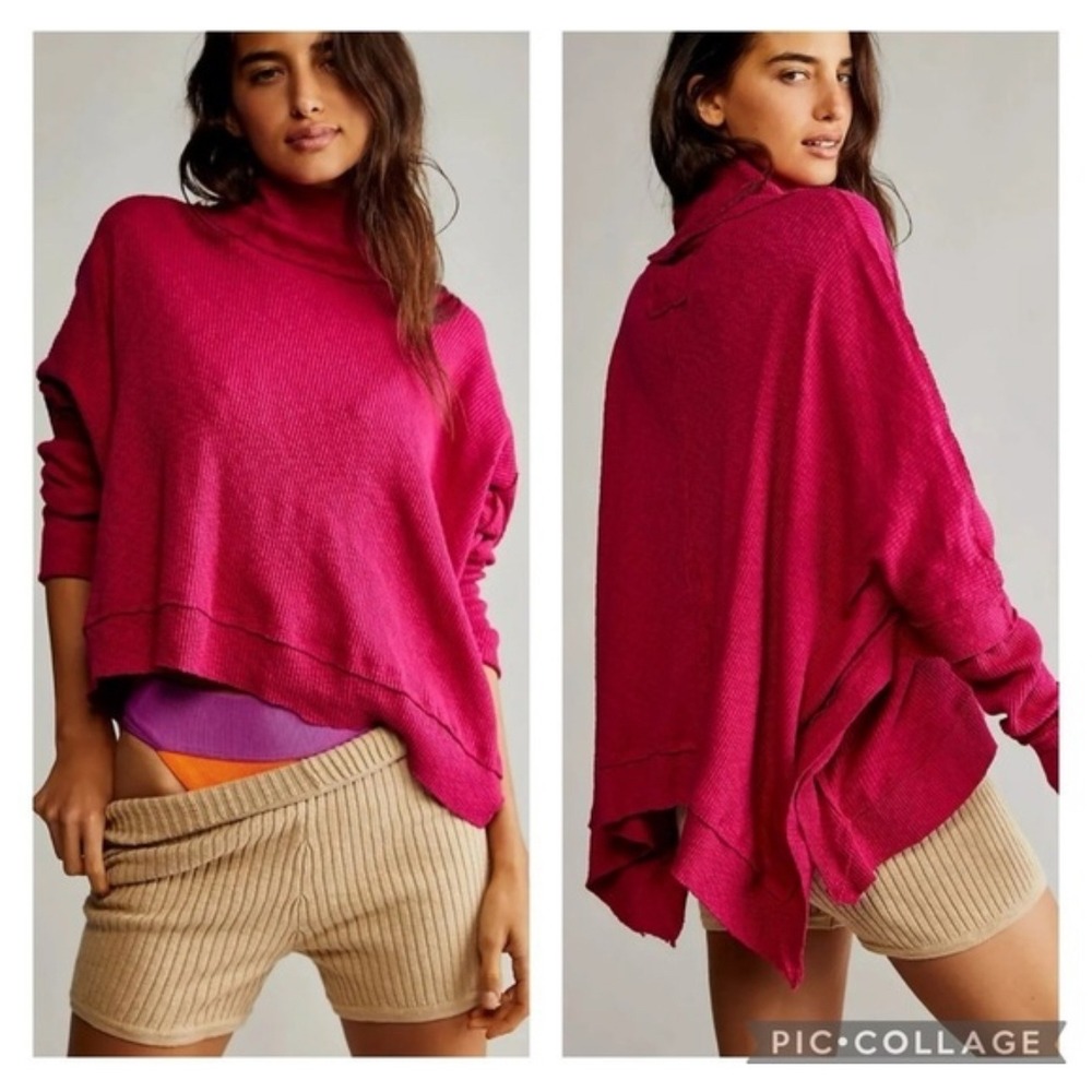 We The Free People XS Moon Daisy Pullover Rose Hypnotic Thermal Knit Top Boho